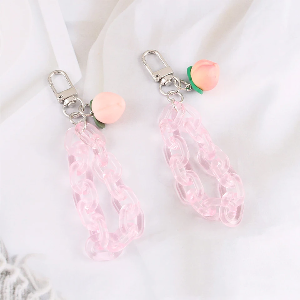 Симпатичный свежий персиковый брелок для женщин автомобильных ключей держатель