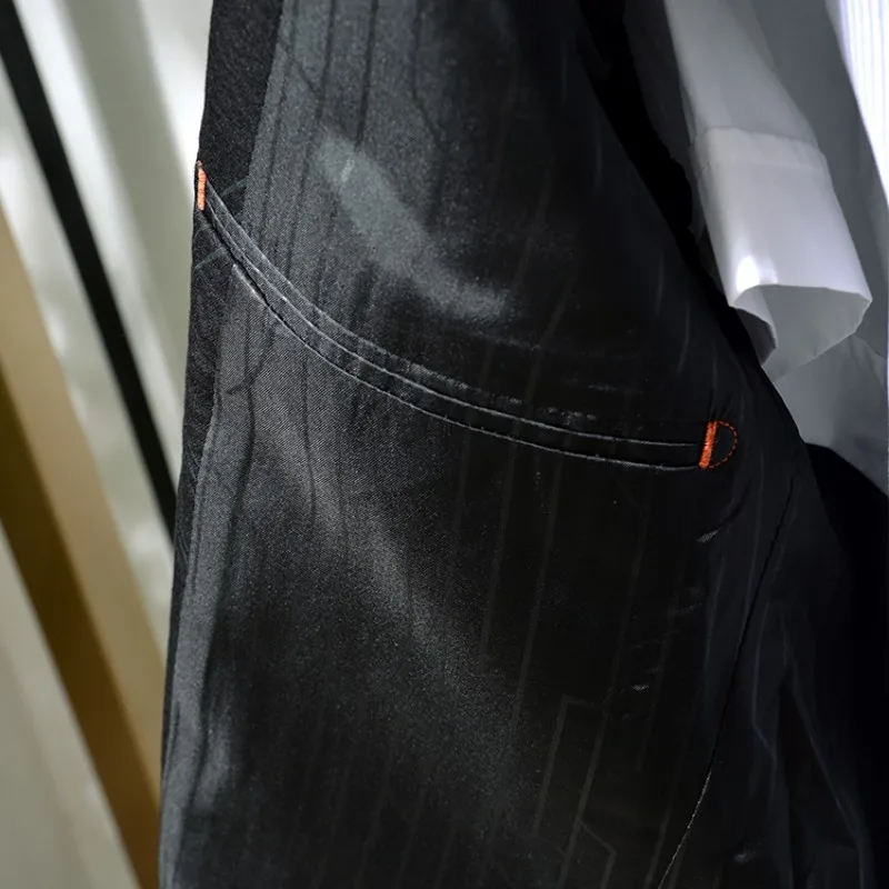 

Spring Autumn Men Casual Blazer Single Breasted Black Business Suit Jacket Fashion Printed Lapel Long Sleeve Formal Coat Male