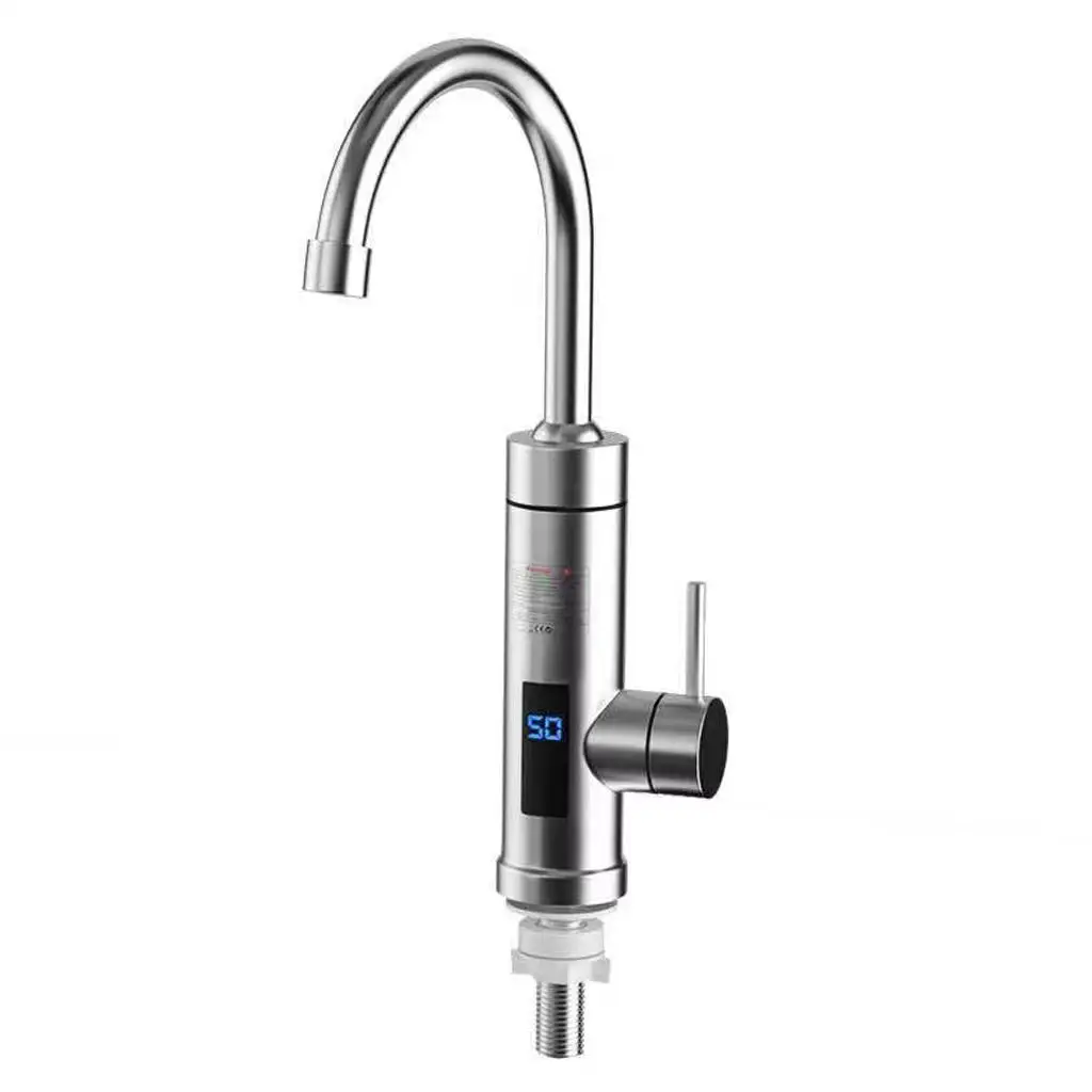 

Stainless Steel Electric Tankless Water Heater Hot/Cold Instant Water Heating Temperature Display for Kitchen Home US Adaptor
