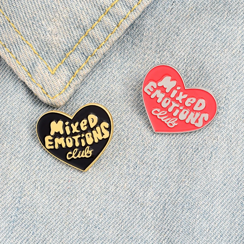 Эмалированная булавка для клуба смешанных эмоций в форме черного красного