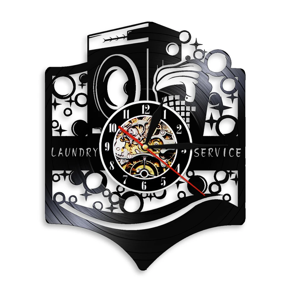 Стирка для бизнеса Настенный декор виниловая запись настенные часы современный