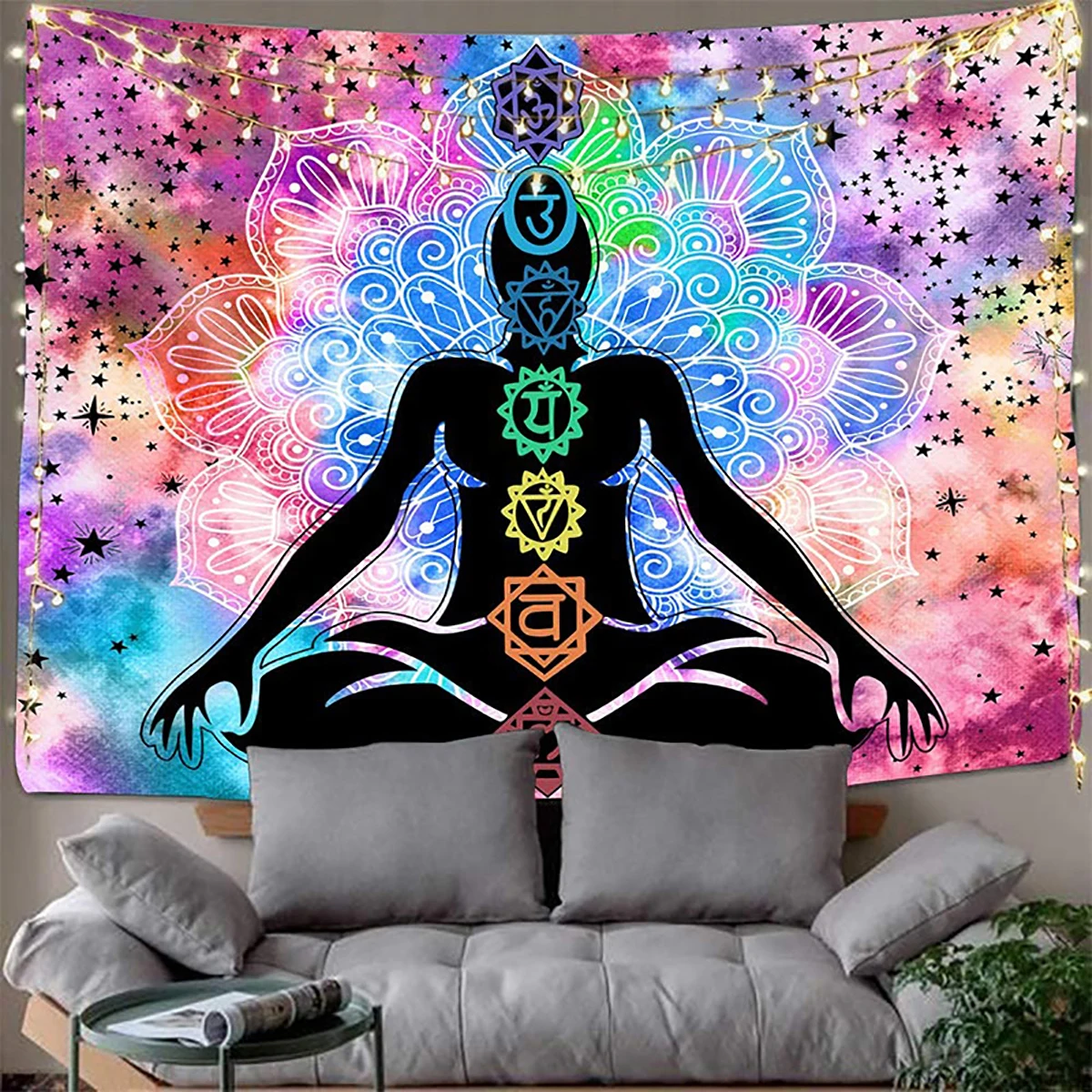 

Seven Chakra Yoga Meditation Tapestry Wall Hanging Bohemian Bedspread Home Decor Rectangle Room Decoration Aesthetic Art Decors