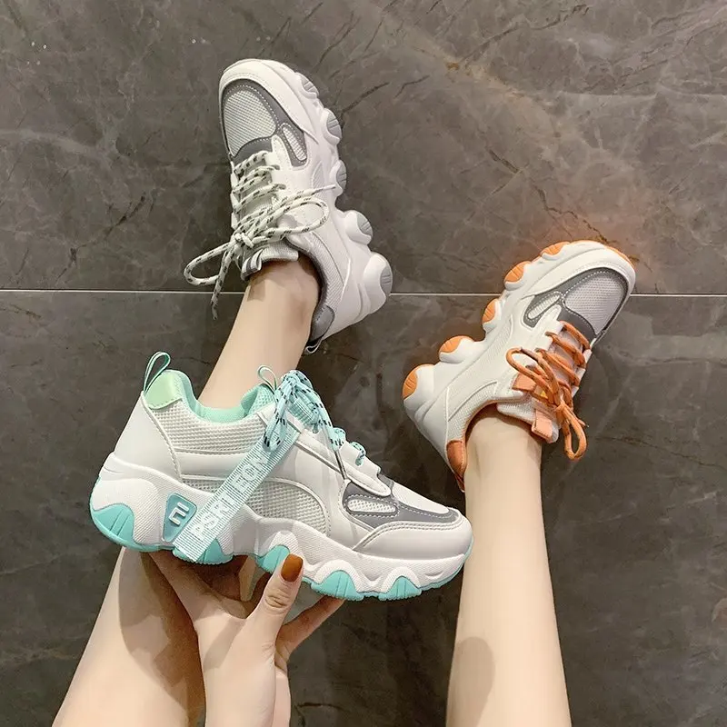 

2021 Women Platform Chunky Sneakers Designers Fashion Lace Up Casual Shoes Woman Summer Old Dad Shoes Ladies Summer