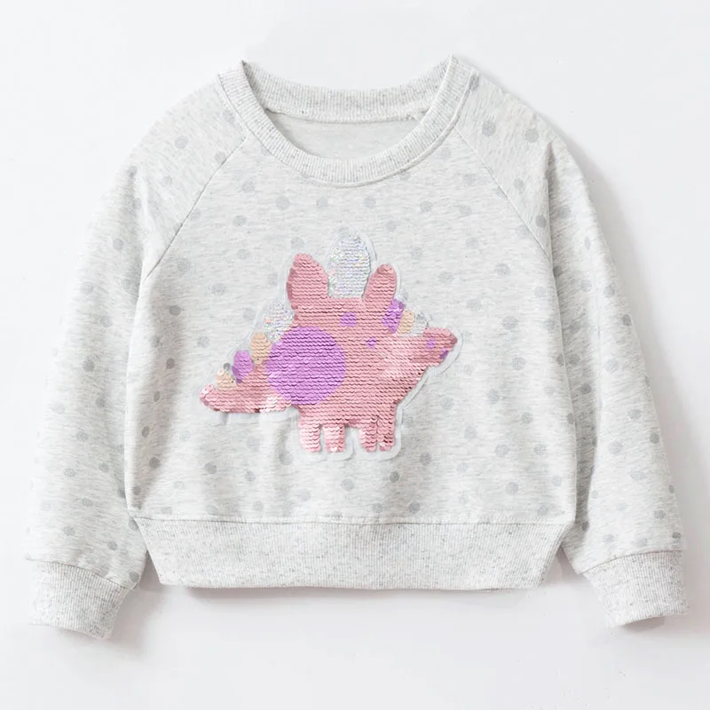 

Свитер для девочек с изображением раскрытого динозавра, толстовки, качественный свитшот из 2021 хлопка, милая детская футболка для младенцев,...