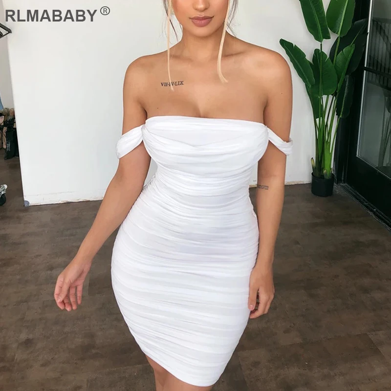 Пикантное Сетчатое платье RLMABABY с открытыми плечами женское облегающее