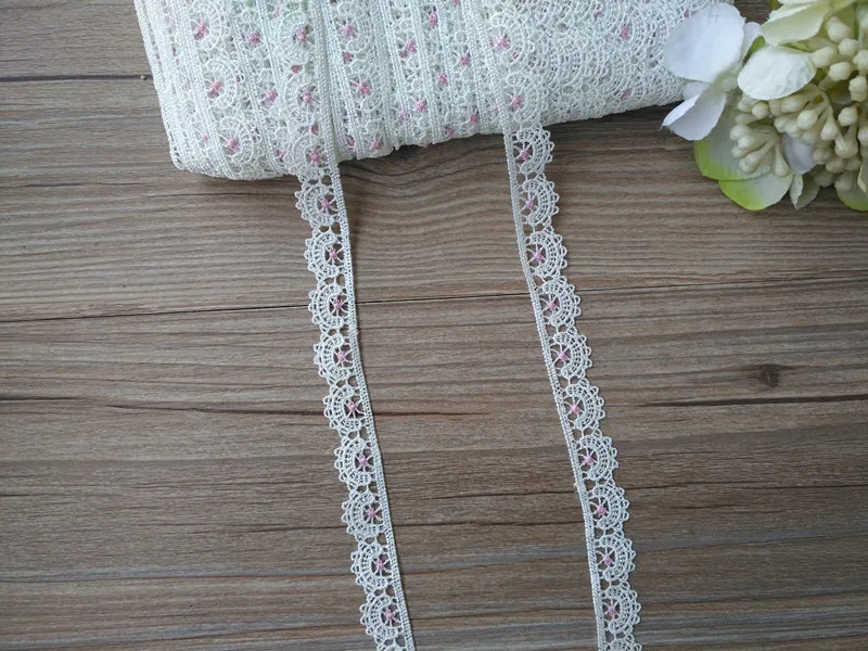 

10 Yards Pink White Color Water Soluble Lace Ribbon 1.5cm wide Cute Lace Trims Apparel Sewing Accessories Handmade Trimming