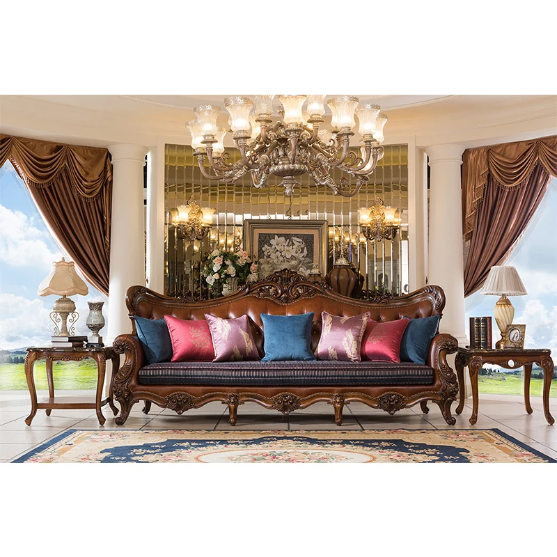 Античный Набор деревянных диванов в американском стиле для гостиной итальянский