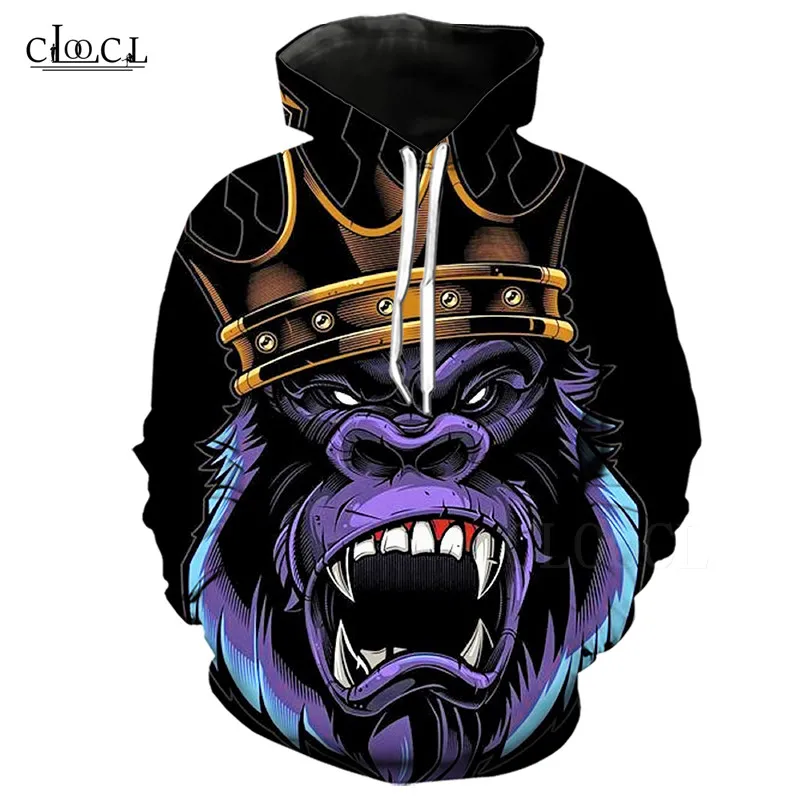 

Hip Hop Hoodies Men Women Hoody Sweatshirts Cartoon Anime Gorilla 3D Printed Street Wear Hoodie Chimpanzee Animal Pullover Tops