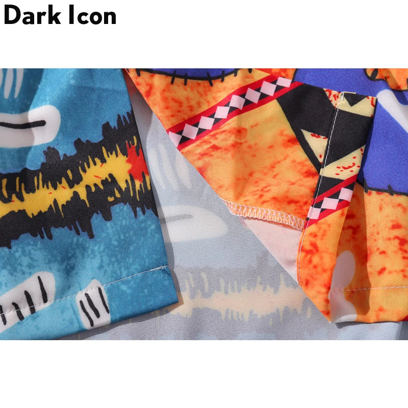 Dark Icon Vintage Style Baroque Shirt Men 2020 Summer Turn-down Collar Casual Men's Shirts Street Clothing | Мужская одежда