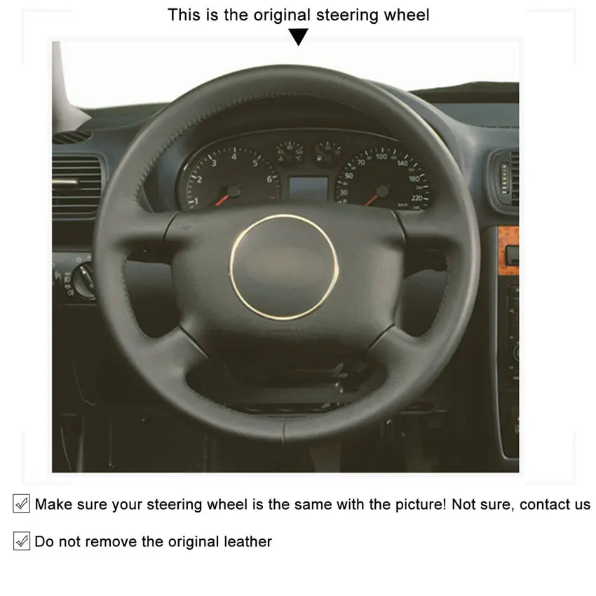

Car Accessories Best Price Black Artificial Leather Hand Sewing Steering Wheel Cover For Audi A4 A6 A8 A8L Allroad 1998-2005