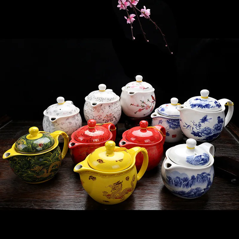 

Фарфоровые чайники Jingdezhen сине-белые с фильтром, китайский керамический чайник ручной работы, чайный чайник, набор для кофе и вина 340 мл