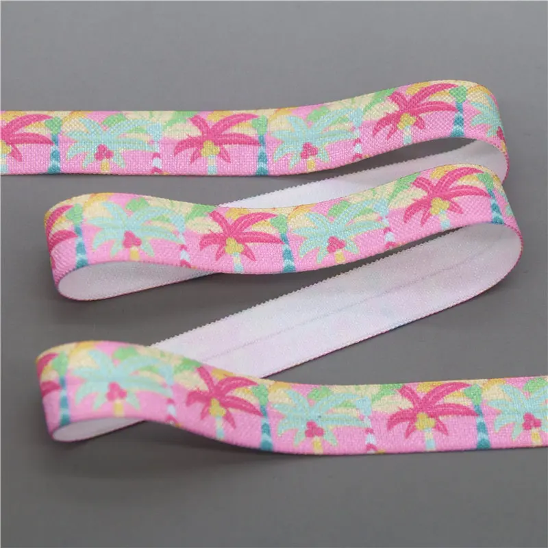 DUWES 5/8inch 5yards car washing Coconut fruit printed Fold Elastic FOE stretch ribbon hairbow headwear headband DIY OEM E5788 | Дом и сад