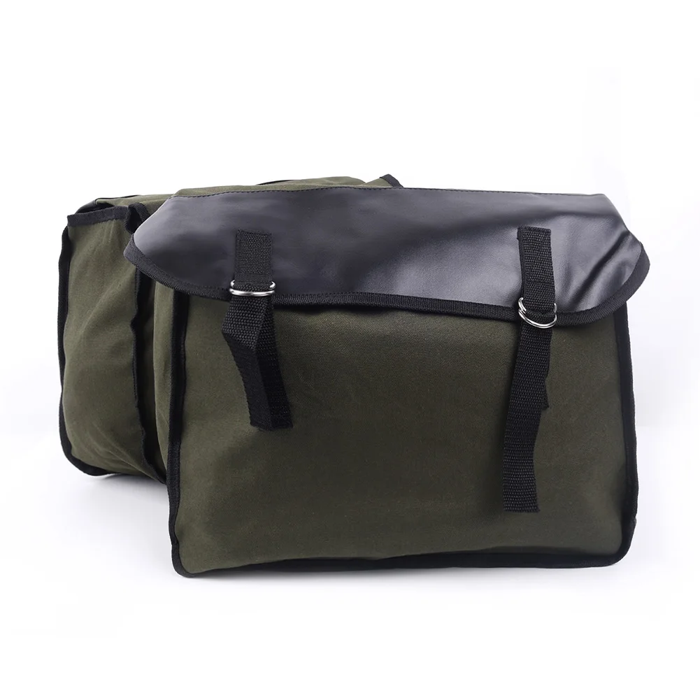 

Vintage Saddle Bag Storage Canvas Motorcycle Equine Backpack Container