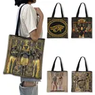 Сумка для покупок с принтом древнего египетского искусства, женская сумка из Египта, Фараона, анубис, сумка-тоут через плечо, многоразовые сумки для покупок для продуктов