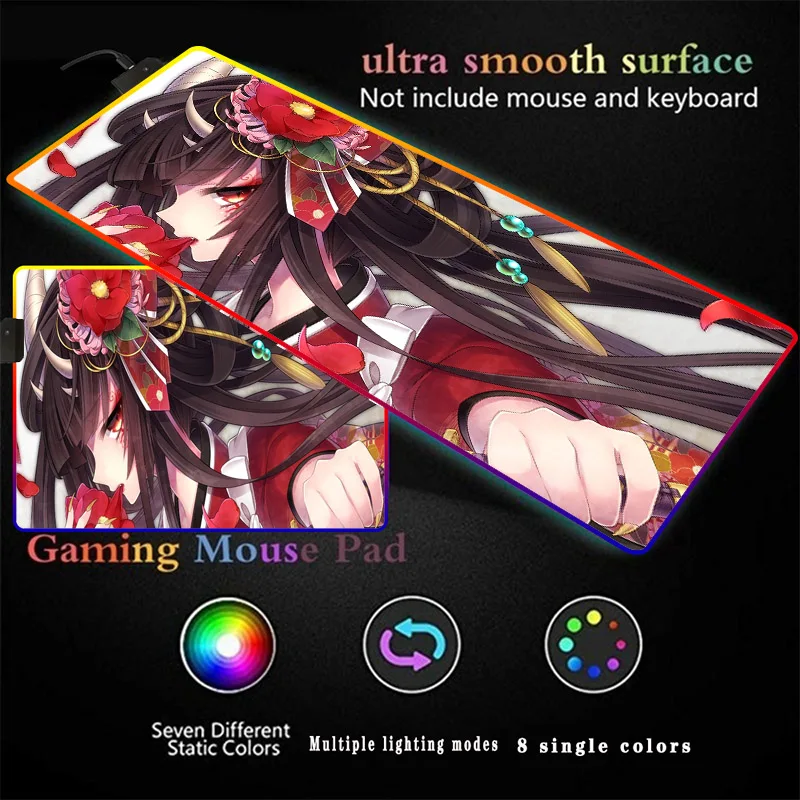 

Anime Girl Flower RGB Gaming Large Mouse Pad Gamer Led Computer Mousepad Big Mouse Mat with Backlight Carpet Keyboard Desk Mat