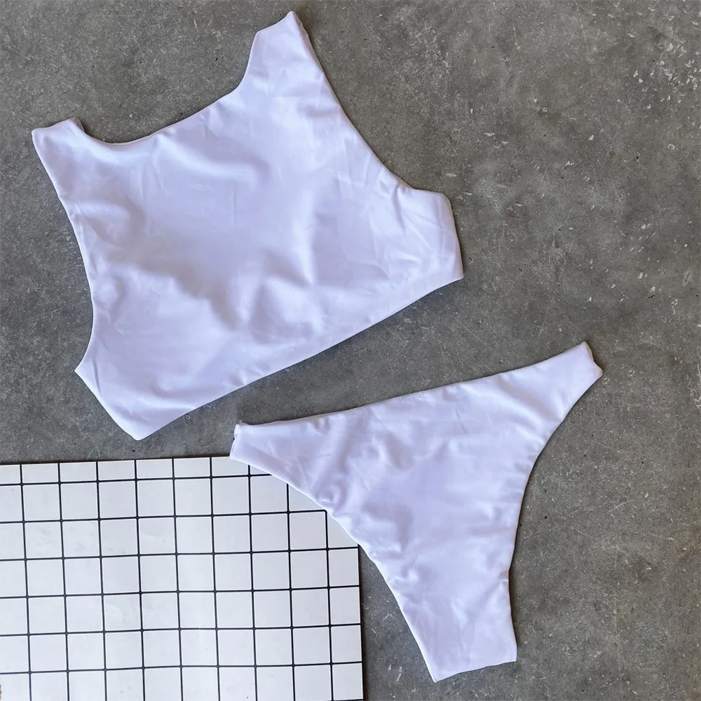 Бикини Женский комплект бикини сексуальный купальник Одноцветный на пуговицах