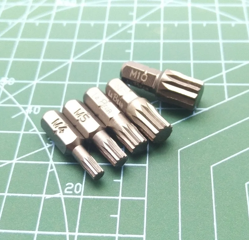 

New 5Type Spline bit Star Screwdriver Bit M4 M5 M6 M8 M10 - L25mm S2 Steel 1/4" Hex Shank Hand Tool Part