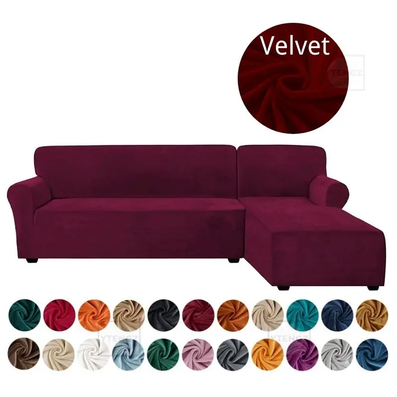 

Velvet Elastic Sofa Cover For Living Room Adjustable Sofa Slipcover L Shape Sofas Chaise Covers Lounge Sectional Couch Corner