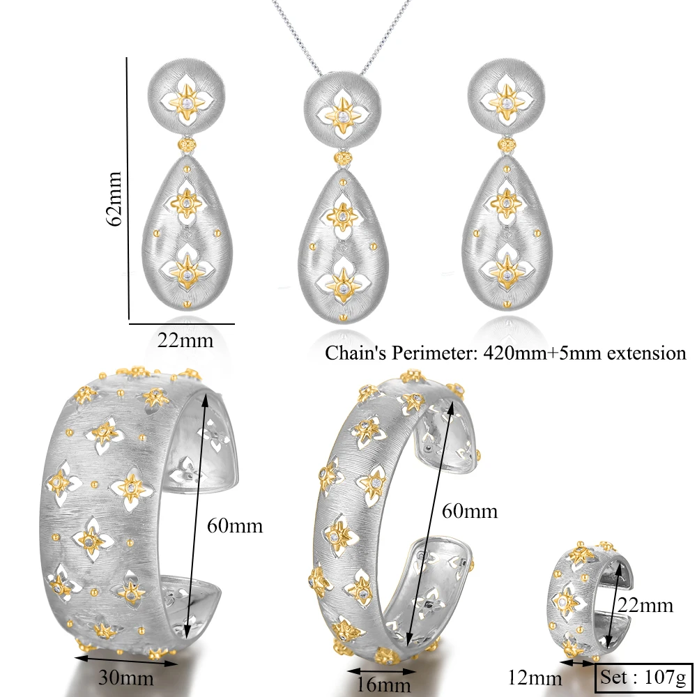 

missvikki Luxury Noblewoman Trendy Necklace Bangle Earrings Ring Jewelry Sets For Women Wedding High Quality New Dubai Style