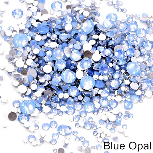 Sapphire opal 12 размеров опал цвета не горячей фиксации стразы с плоской задней стороной блестящие стразы прозрачные стеклянные стразы для украшения ногтей B0955 - Цвет: Sapphire opal
