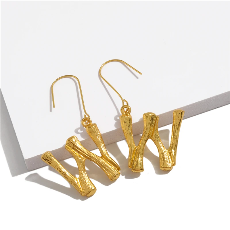 

Fashion 26 Initial Letter Earrings For Women Personal Gift Cute Alphabet Metal Gold Color Dangle Earrings Jewelry