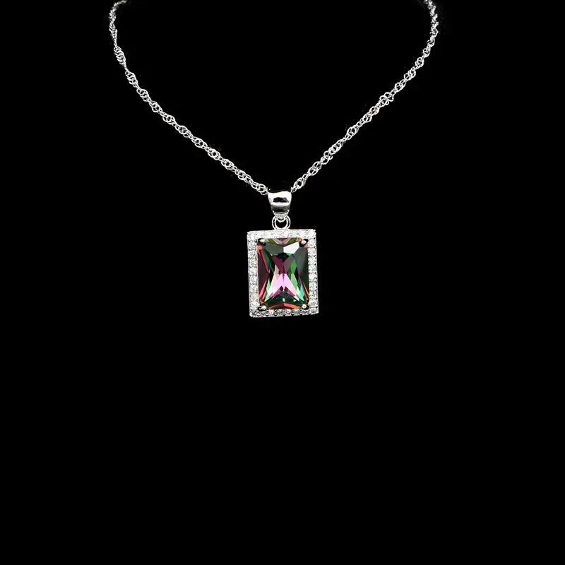 Набор украшений для женщин с квадратным мистическим радужным кубическим