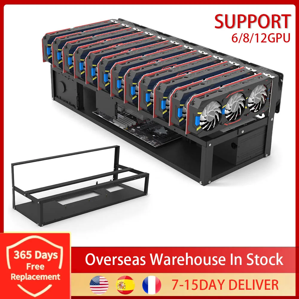 6/8/12 GPU установка для майнинга алюминиевый чехол с открытым полем компьютер ETH/ETC/ZEC