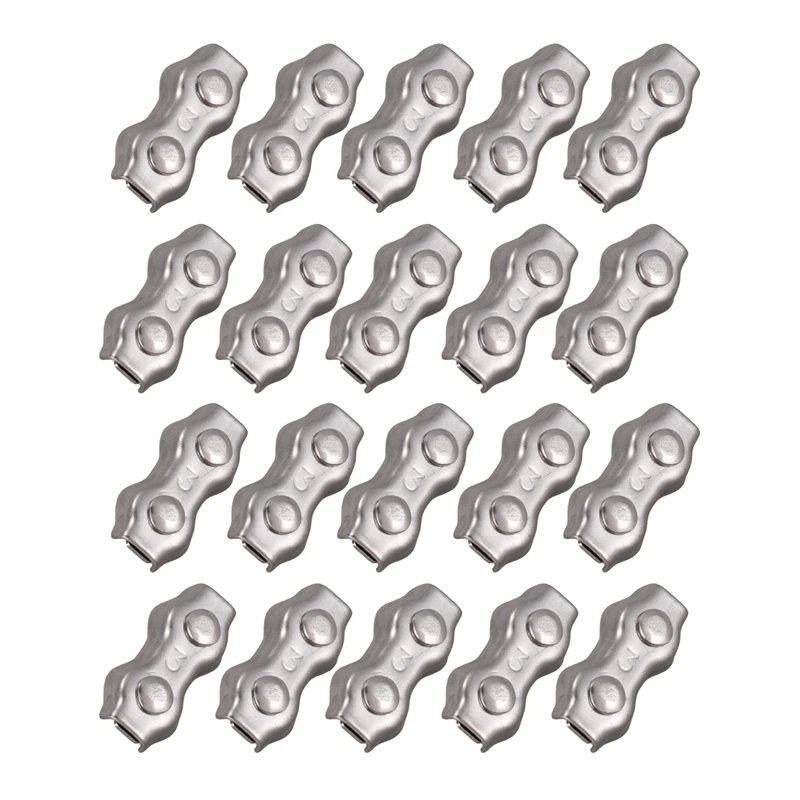 

Hot YO-20 Pcs 3mm Duplex Clips Stainless Steel Wire Cable Rope Grips Clamps Caliper