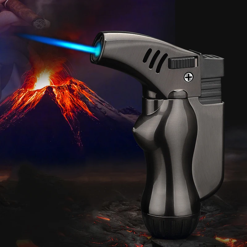 Фонарь ческая турбо зажигалка с распылителем ветрозащитная газовая синяя