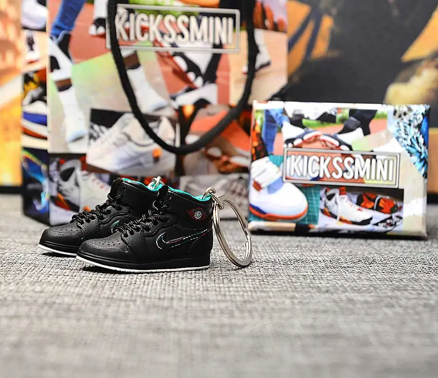a pair w metal ring Персональный DIY Jordan Generation AIR JORDAN 1 chicago 3D кроссовок фигурный брелок сумка Подвеска парный брелок - Цвет: a pair w metal ring