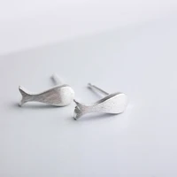 s925 sterling silver small fish brushed earrings sweet and fresh student earrings whale brushed earrings