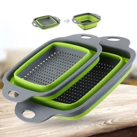 foldable fruit vegetable washing basket strainer portabl silicone colander collapsible drainer with handle kitchen tools