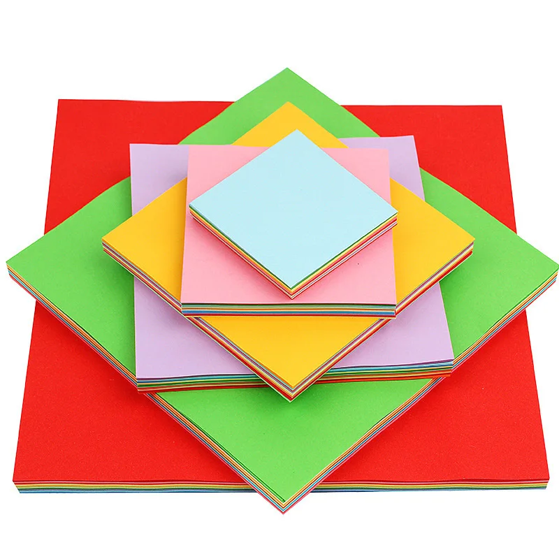 100 Sheets/Set Square Colored Paper Children's Origami Handmade Paper Kindergarten Kids Baby Paper-Cut Material Craft Toys