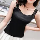 Женская майка без рукавов, яркая однотонная Базовая майка ярких цветов, с цветочной кружевной отделкой, трикотажное повседневное нижнее белье в рубчик, лето