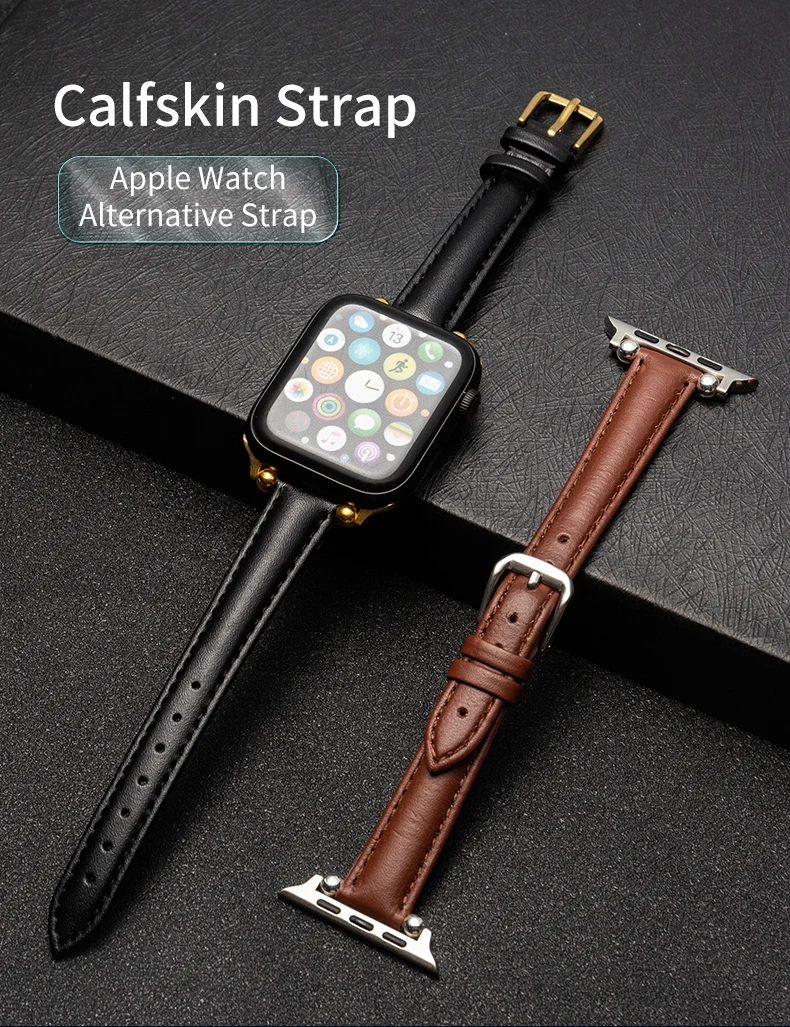 Новинка Apple Watch с пряжкой из телячьей кожи для series 1/2/3/4/5/6 38/40 42/44 мм Цвет: черный