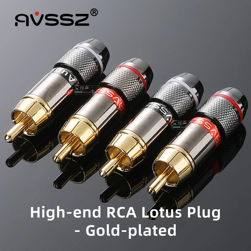 Позолоченный разъем RCA AVSSZ, Штекерный адаптер RCA, Без припоя, запираемый провод для аудио и видео сигнала, макс. кабель мм