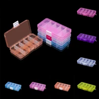 plastic rectangle 10 slots cells portable jewelry tool storage container ring electronic parts screw beads organizer plastic box