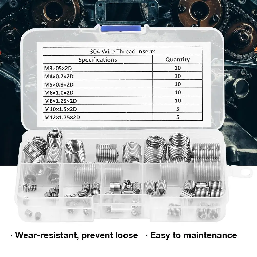 

Inserts Nuts 60x 60pcs M3-M12 Stainless Steel SS304 Coiled Screw Thread