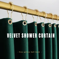 nordic velvet two floors shower superior quality gothic decor curtain set free perforated waterproof fabric warm shower curtain