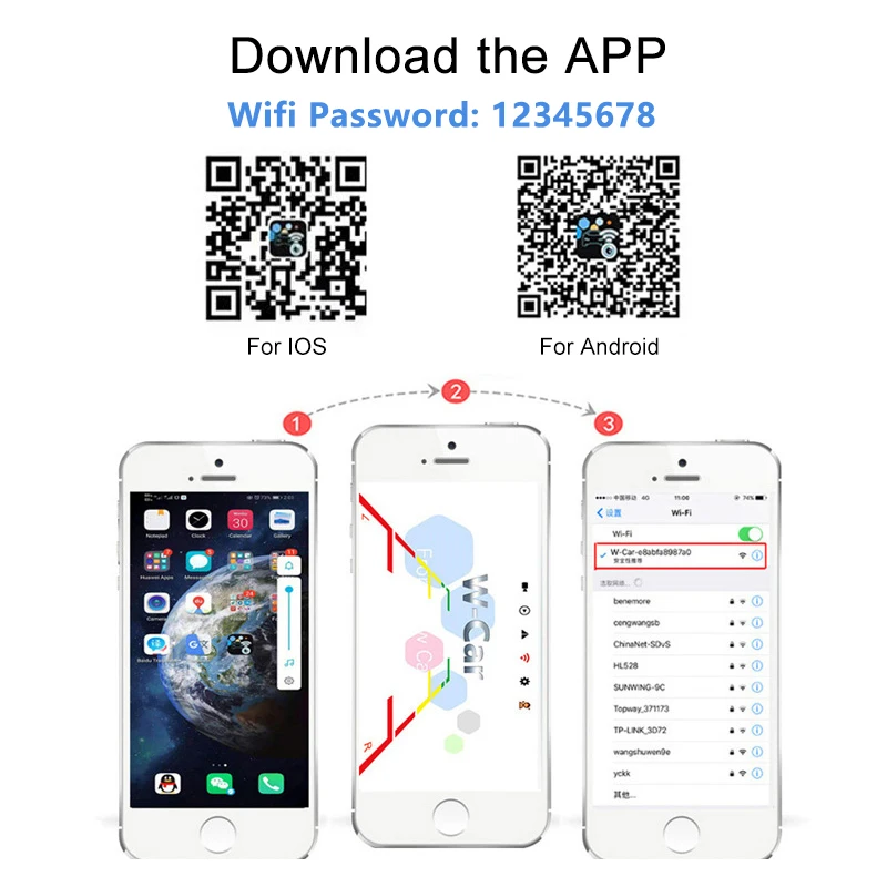 

Professional Wifi Car Rear View Camera Car Camera HD Rear View Camera BackUp Car Front/Rear Cameras Support Android and Ios