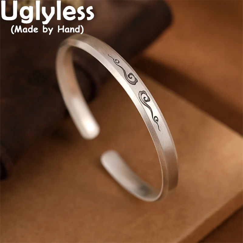 Get Uglyless Thai Silver Lucky Clouds Ethnic Bangles for Women Genuine 999 Full Silver Bangle China Chic Pure Silver Jewelry Vintage