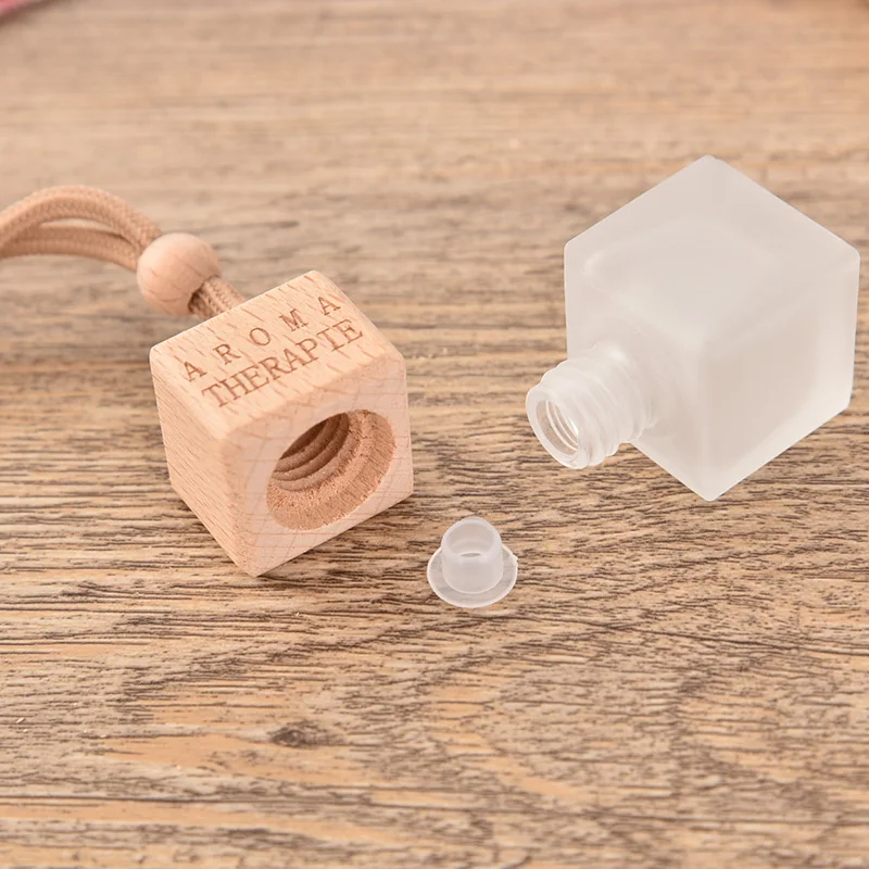 10pcs/lot 8ML Thick Glass Car Perfume Bottle Empty Hanging Pendant Bottles Mini Refillable Vials with Wooden Cap | Красота и здоровье