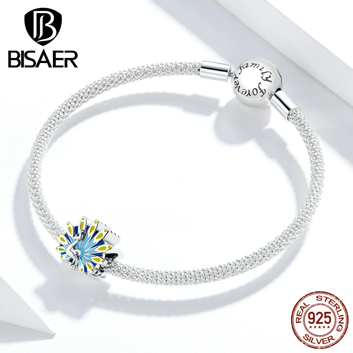 Женский браслет и ожерелье из серебра 925 пробы с синим павлином | Украшения