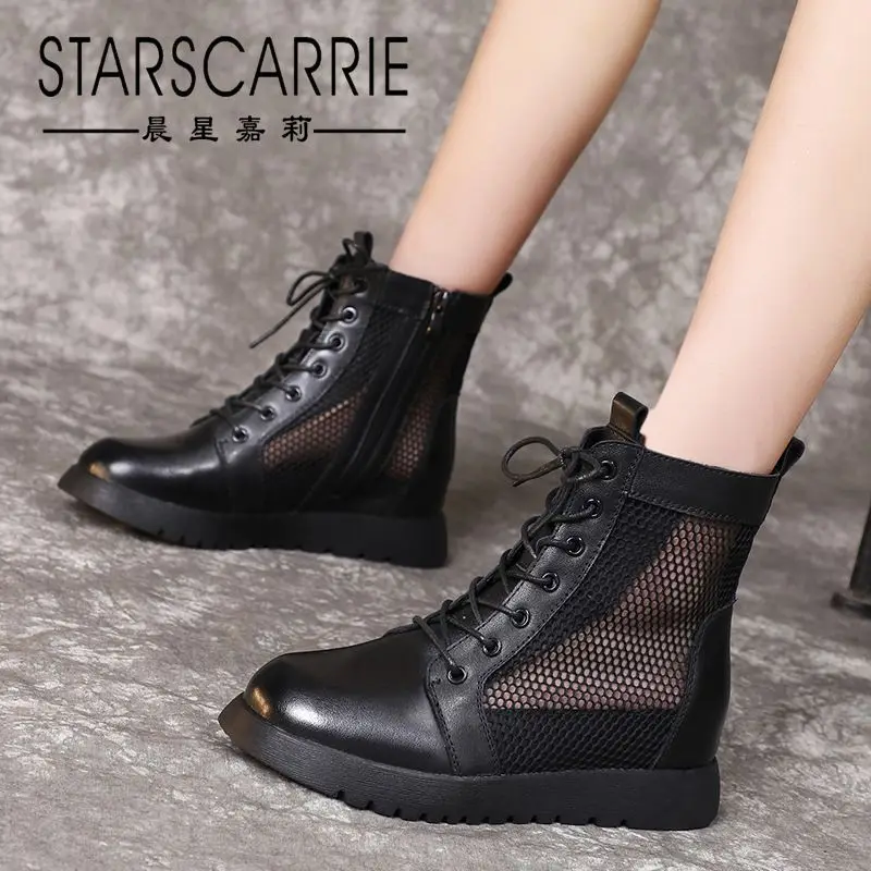

High fashion women's shoes summer sandals net top Martin boots high top leather net boots hollowed out women's sandals