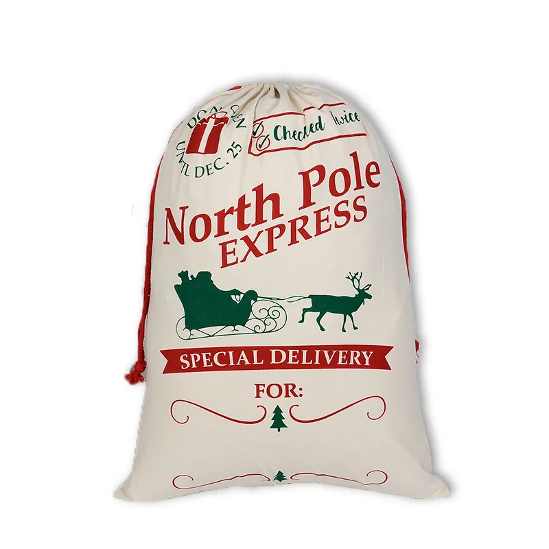 Подарочная сумка 4 шт./лот Рождественский холщовый мешок с красным шнурком в