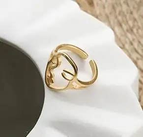 Модное простое металлическое кольцо с абстрактным контуром для женщин ювелирные