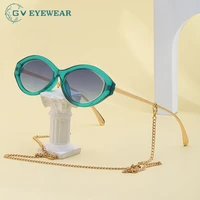 trendy fashion womes sunglasses oval frame luxury brand designer with chain eyewear uv400 elegant outdoor vintage eyeglasses