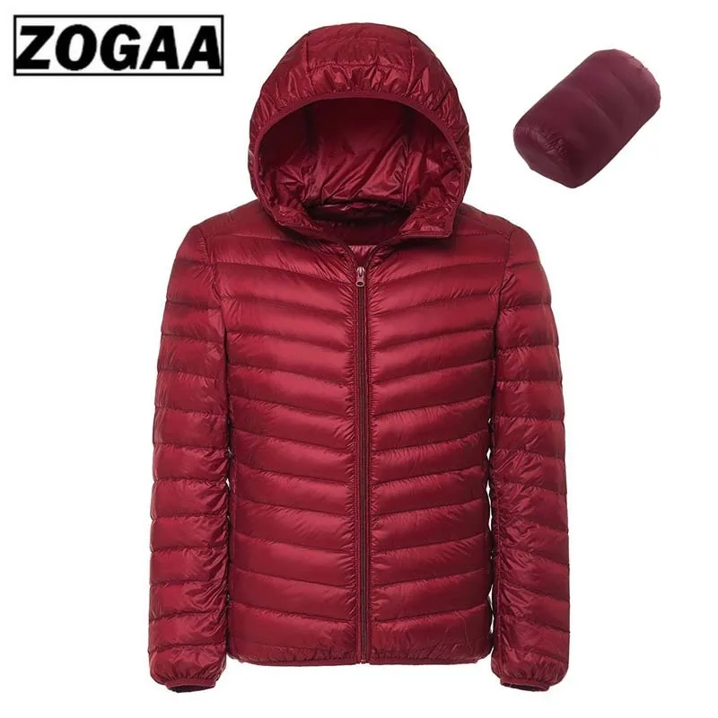 ZOGAA 2019 Мужская зимняя Сверхлегкая куртка пуховик с капюшоном на белом утином пуху