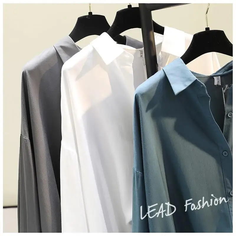 Однотонная Классическая Свободная блузка в Корейском стиле Женская