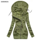 Женская толстовка с капюшоном, Длинная толстовка в уличном стиле с капюшоном на молнии, Осень-зима, элегантная буква